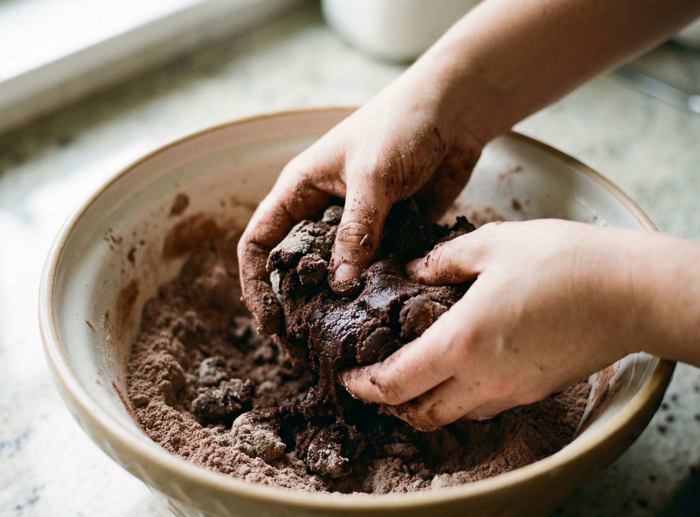 Phase 2: Working the dough by hand until it comes together